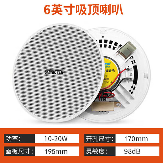 SAST 6-Zoll-Decken-Audio-Set-Verstärker öffentliches Broadcast-System Decke Home Living Room Shop Restaurant Hintergrundredner Kombination Lautsprecher ein bis zwei SA-9010
