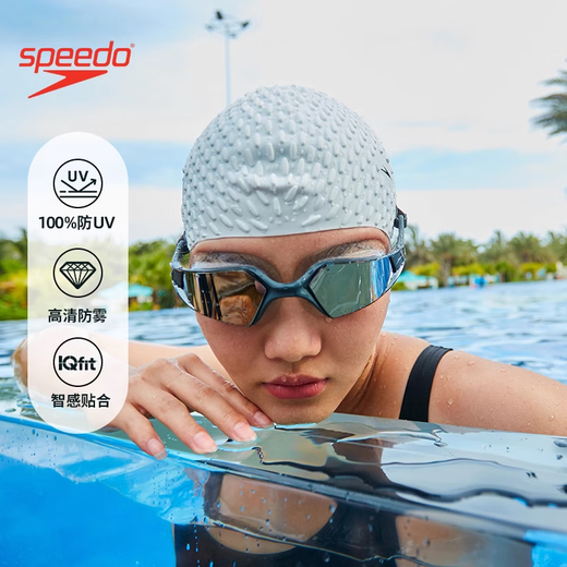 Speedo swimming goggles rimless large field of view women's high-definition anti-fog waterproof swimming goggles for men and women blue_purple_transparent color (non-coated) flat light