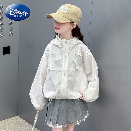 Disney Girls' Sun Protection Clothes Summer 2025 New Children's Style Lightweight Skin Clothes Big Children's Girls' Jackets White 120