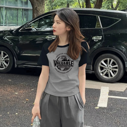 Playboy (Playboy) Frauen reines Baumwoll-Kurzärärmel-T-Shirt für Frauen 2025 Sommer Neues Design Nische Koreaner Loose Raglan Ärmel