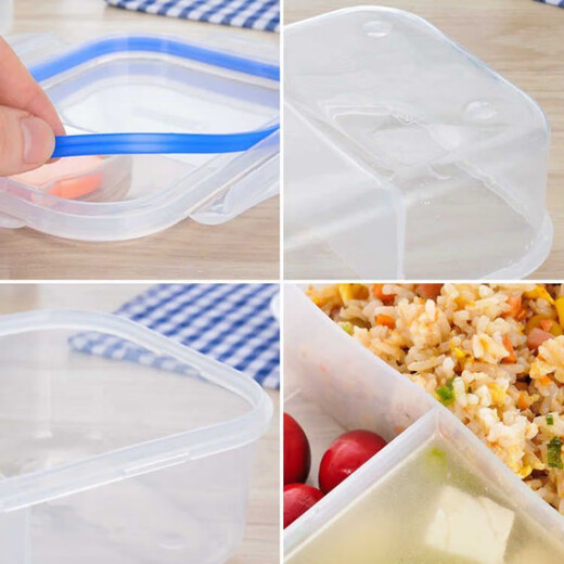 Enshousu compartmented plastic lunch box with lid for office workers with lid, microwave crisper lunch box, sealed canteen lunch box, light blue 800 ml. Two compartments for students, free spoon (food material) plastic PP lunch box
