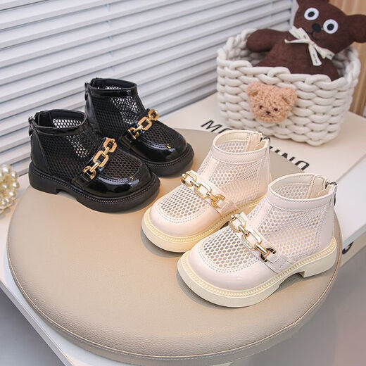 LiYunHouSe Girls Sandals 2025 Summer New Breathable Mesh Boots Little Girls Martin Boots Baby Boys Short Boots Children's Sandals Black Upgraded Version 23 Inner Length About 14.5cm