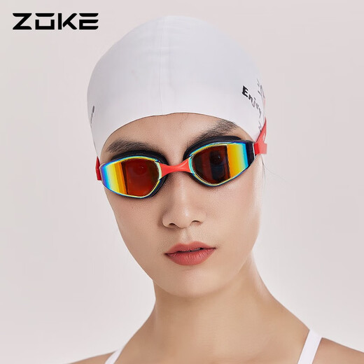 ZOKE swimming goggles, high-definition, anti-fog, waterproof, multi-scenario, suitable for professional swimming training, comfortable fit, black and red_3