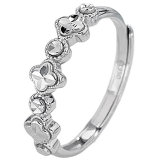 Lao Fengxiang pt50 platinum small lucky imitation diamond four-leaf clover women's ring as a birthday gift for girlfriend and wife platinum about 3.19g