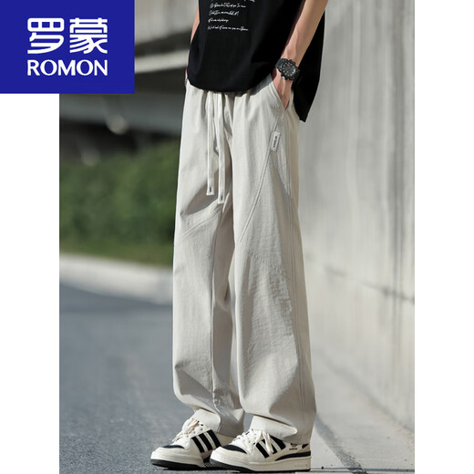 Romon Sommereis Seidenhose Herren dünne 2025 Neue trendige losen geraden Hosen Männer atmungsaktiv