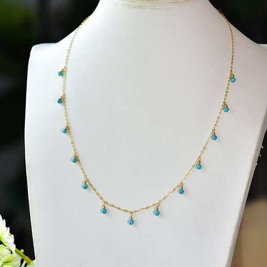 Libiao 2025 new style baby's breath natural turquoise necklace high porcelain high blue national style birthday gift turquoise baby's breath necklace (new model in June)