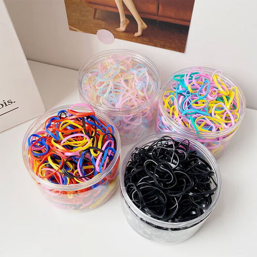 Su Chun disposable rubber band canned children's leather band colorful hair band thickened black hair band for adults small black (500 pieces) 1