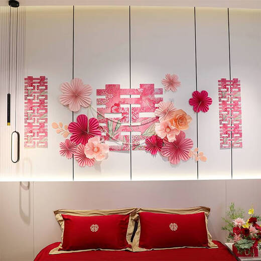 SMVP Hochzeitszimmer Dekoration Dekoration Set neue Hochzeitsvorräte glückliche Charaktere Männer und Frauen Schlafzimmer einfache Hotel Hintergrund Wand Zug b4839