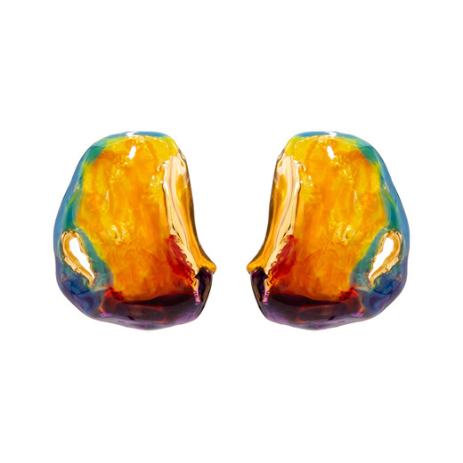 Qlady European and American exaggerated oil painting earrings women's earrings temperament fashion earrings 2025 new high-end niche silver needle earrings