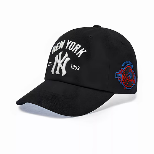 Major League Baseball (MLB) official Zhang Linghe same style hat for men and women, fashionable summer sun visor baseball cap, peaked cap, big head outdoor hat, New York Yankees/black/KARINA same style, one size F