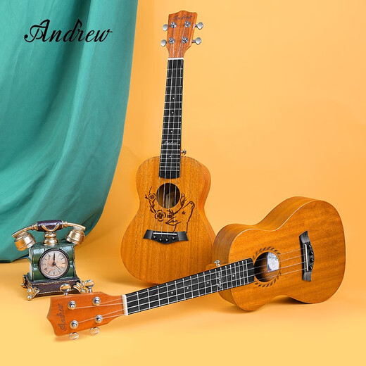 Andrew (ANDREW) ADL Andrew 23-inch beginner female ukulele student male Ukulele deer guitar full peach heart 23-inch wind leaf + full set of accessories