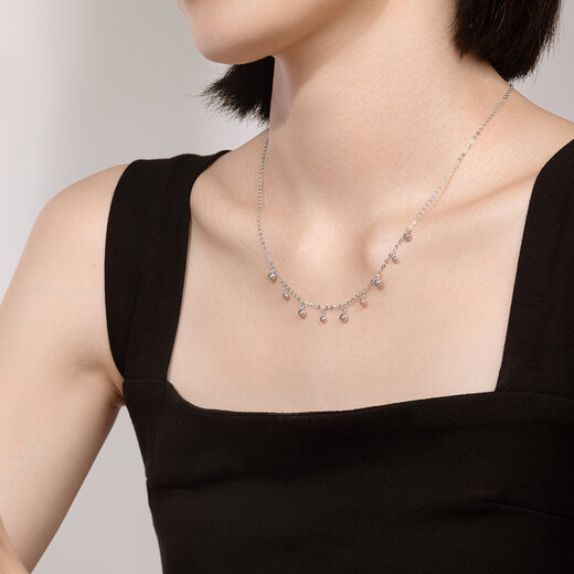 Century Yuan PT950 platinum bead necklace new platinum light luxury temperament high-end clavicle chain for girlfriend 4.68g about 43cm