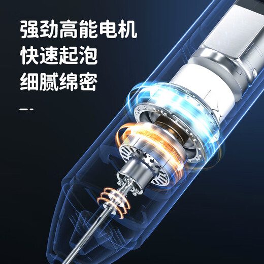 Royalstar electric milk frother, household milk frother, small egg beater, coffee frother, cream whipper, handheld mixer, black - upgraded double spring - long battery life, three-speed speed adjustment