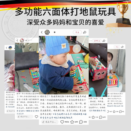 
Linguo German quality children's toys educational toys 1-3 years old early education multi-functional gopher fishing and knocking piano 9 green [10 in 1] multi-functional hexahedral + tumbler
