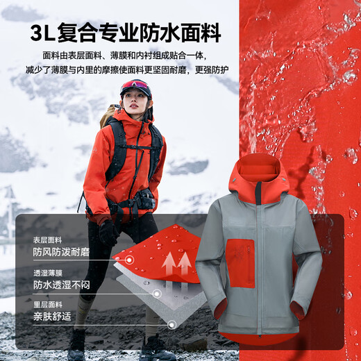 Tuolu Zhuque Pro a prueba de viento y la chaqueta deportiva al aire libre impermeable para mujeres en primavera y otoño a prueba de viento y altura para parejas traje de montañismo Berry Red S
