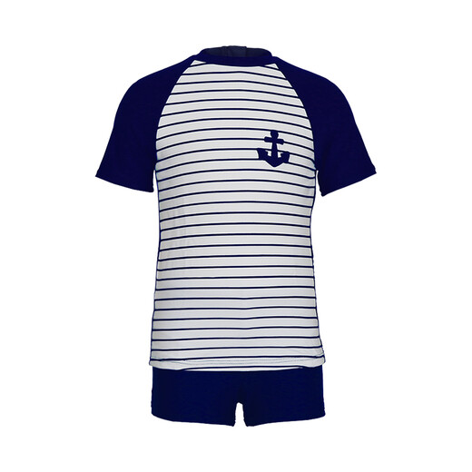 Van De'an (BALNEAIRE) 280005 Split boys and girls quick-drying sun protection swimsuits Comfort boys and girls baby swimsuits Middle-large children's hot spring swimsuits Stripe splicing 11-12 years old