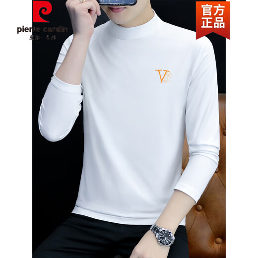 Pierre Cardin Coton pur Half Coltleneck Base Shirt T-shirt à manches longues masculin Couleur solide à col moyen Spring à col moyen et sous-vêtements pour hommes en automne à l'extérieur des vêtements d'automne LH-UPC6187 Gris du charbon de bois L [suggéré 115-130jin [Jin est égal à 0,5 kg]]