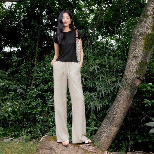 Eifli (eifini) eifli bingsi yamamoto pantalon pour les femmes 2025 printemps et été de style mince des gens qui portent des pantalons décontractés de lazy largement lâches en lin small version xl 125-140jin [Jin équivaut à 0,5 kg]