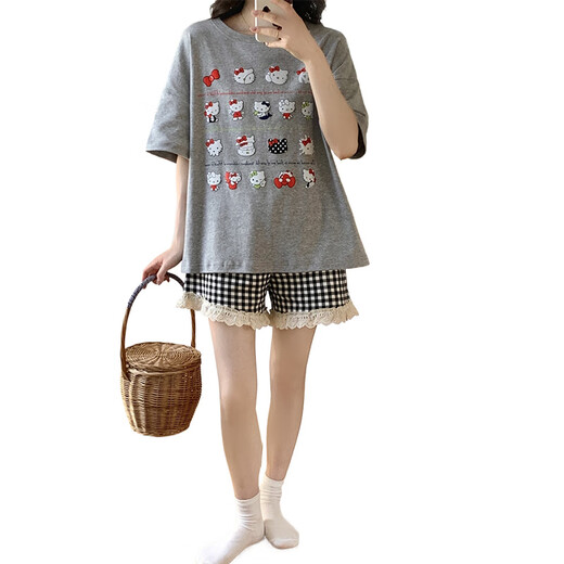 Urban Beauty New Pyjamas für Frauen in Sommerkurzärmel-Shorts Süßes und niedliches Cartoon Koreanische Studentin Frauen Heimkleidung QG6627 M