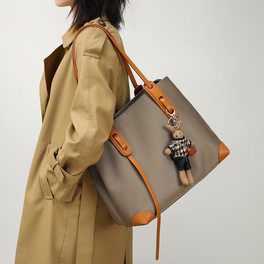 CALVIAKRIM2025四季新款时尚大容量托特包通勤轻便单肩包手提女包百搭箱包 卡其棕