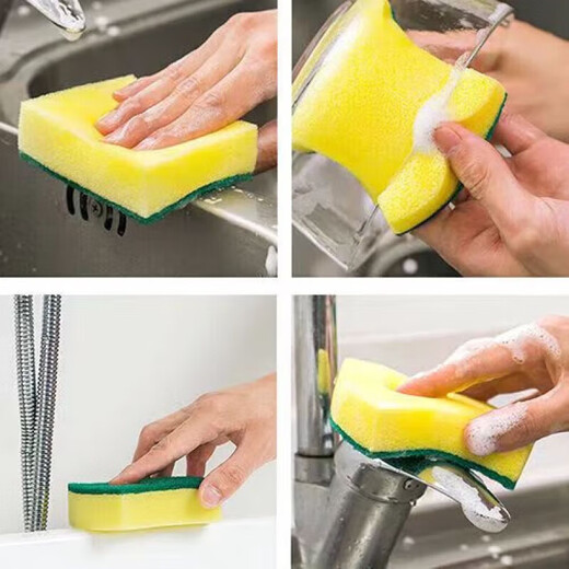 Dishwashing sponge block, scouring pad, kitchen cleaning artifact, double-sided durable thickened dishcloth, magic sponge wipe for pots, right-angle sponge wipe (3 pieces)