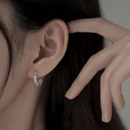 FVIP Old Phoenix 999 sterling silver pure silver hypoallergenic women's Japanese and Korean sense of personality temperament thorn ear buckle circle earrings Japanese and Korean thorn earrings pair