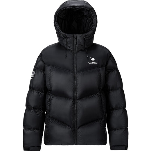 Camel Volcano PRO goose down jacket, Dilireba's same style couple style bread jacket, new goose down quick-warming down jacket, phantom black, same style for men and women, M
