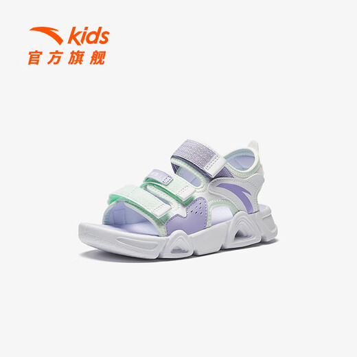 ANTA Children's Sandals Girls' Beach Shoes 2025 Summer New Baotou Breathable and Comfortable Outdoor Sandals Anta White/Fresh Purple-1 28