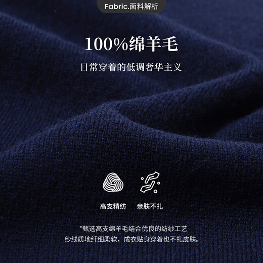 Navigare意大利小帆船女士套头100%羊毛衫2025秋冬季新款纯绵羊毛翻领毛衣 海军蓝 L