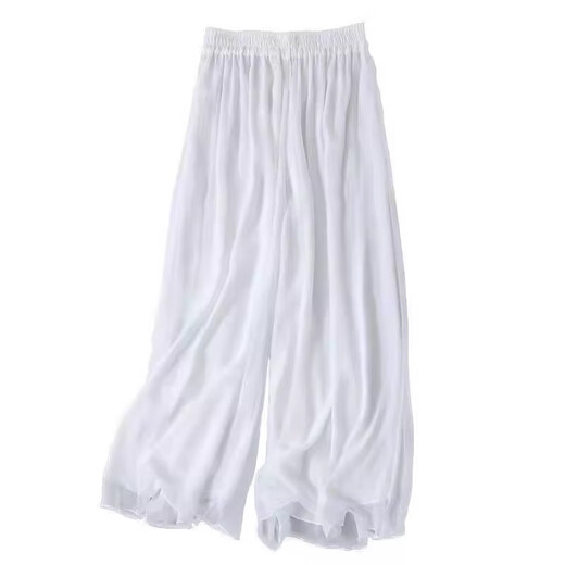 Chishe classical dance dance clothes wide-leg pants white gauze summer new double-layer breathable and elegant gauze dance practice clothes for small people white L (suitable for 100-120 Jin Jin equals 0.5 kg / pants length 95cm)