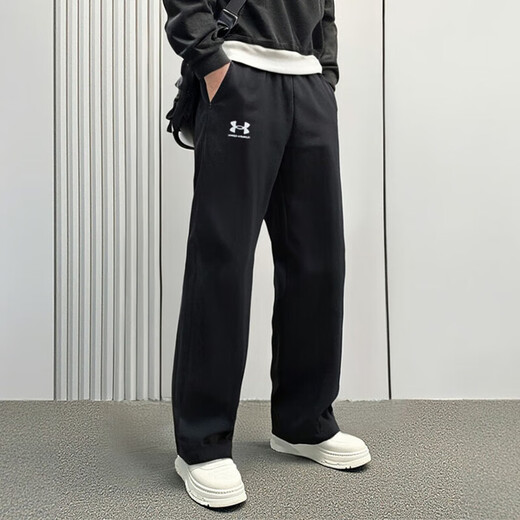 Under Armor casual trousers for men, running training, loose, comfortable and breathable sports pants 1390151 black L