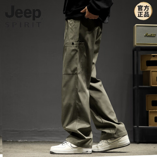 Jeep Spirit Fashion Trendy Brand Loose Front Casual Sports Bants Мужские летние летние дышащие все матч-стройные рабочие брюки 2024ZGX-9856 Хаки 2025 м.