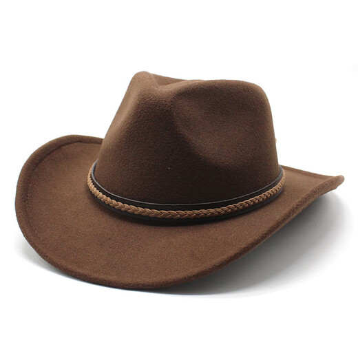 XINBUCKS Sombrero de Vaquero Occidental Sombrero de Copa de Moda para Hombres Sombrero de Fieltro de Estilo étnico Accesorios para Escenario Sombrero de Ciclismo de Jazz Caqui Adecuado para 55-58 cm