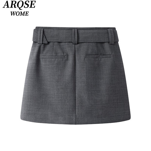 Viainosqinenosshiman tienda insignia oficial 2025 Spring Nuevo producto Cinturón casual falda falda mujer 3523 humo gris humo gris s