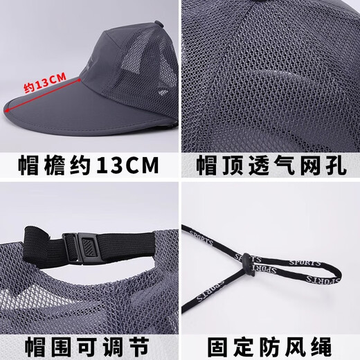 2025 New Spring and Summer Big-brimmed Hat for Men Cycling Outdoor Sunshade Fishing Hat Breathable Sun Protection Work Quality Temperament Navy Blue Adjustable (55-60cm)