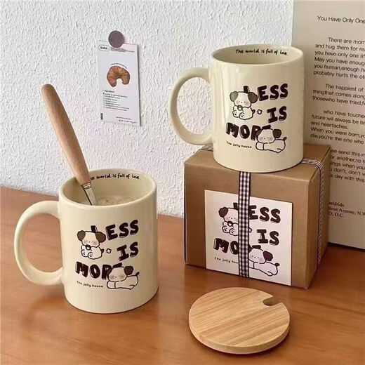 Original ins milk tea puppy mug cute ceramic mug couple mug water cup coffee puppy mug single cup 1 piece 350ml