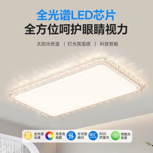 JPHZNB箭牌轻奢水晶客厅吸顶灯感浪漫大厅主灯先约现代卧室吸顶灯具 60W 全光谱/RA9740CM圆/60W/无极