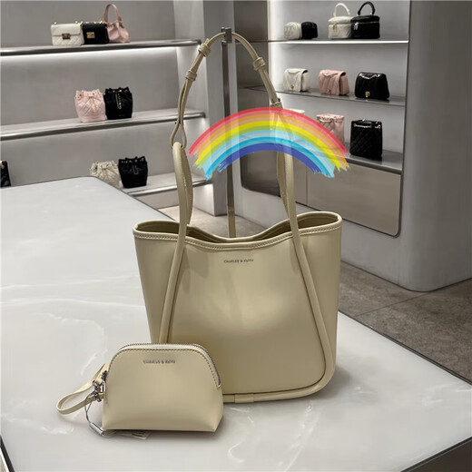CHARLES&KEITH230782647大容量通勤手提单肩托特包子母包大 奶油黄色