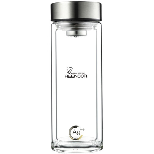希诺（HEENOOR）玻璃杯子双层银离子杯隔热泡茶办公水杯男女士茶杯 【单层层】XN-9905 500ml