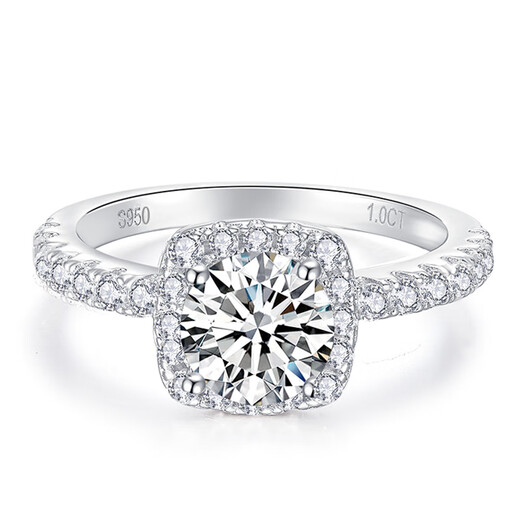 DL 1998 Fat Donglai same style platinum sugar cube ring small sugar cube ring 1 carat D color moissanite 18k gold pt950 platinum D color 2 carat counter same style No. 10