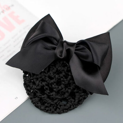 Jiaoxuefei professional headband hair net bag black nurse stewardess bank property hotel front desk hairpin bow hair cover