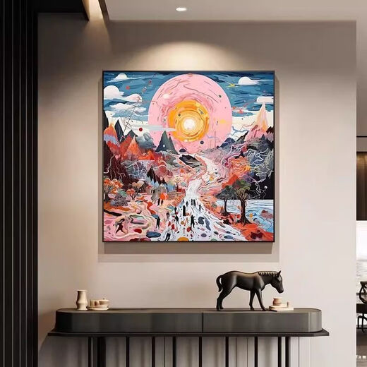小众创意方板童心未泯高档艺术装饰画客厅餐厅挂画酒店背景墙 TRG3892 80X80可定制款晶瓷面铝合金黑框