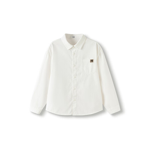 Balabala children's clothing children's shirts for boys and girls 2025 new spring and autumn lapel plaid shirts parent-child college style tops trendy white 10101-208325102202 150
