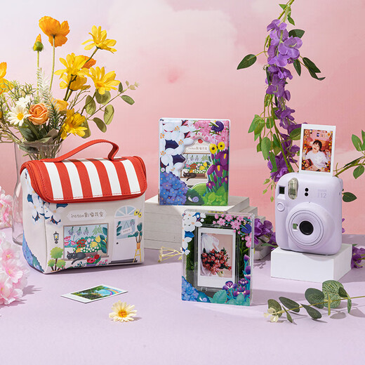 FUJIFILM instax mini12 instant camera 3-inch photo paper one-time imaging travel camera gift box Iris Purple Image Flower Room Set ~ including camera bag + photo album + photo frame Photo paper combination set 2 including standard + 20 pieces of white edge photo paper + peripheral accessories