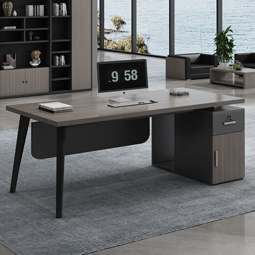Mengxidi desk simple modern president desk manager supervisor desk executive desk office computer desk and chair combination boss desk dark walnut color boss desk + side cabinet 160*80*75 thickened desktop