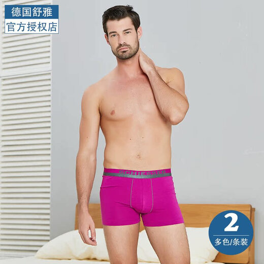 ZHIDOUDOU德国内裤男士 2条装舒美棉纯棉平角裤13977透气短裤男士 7881中彩蓝色+宝蓝色 M