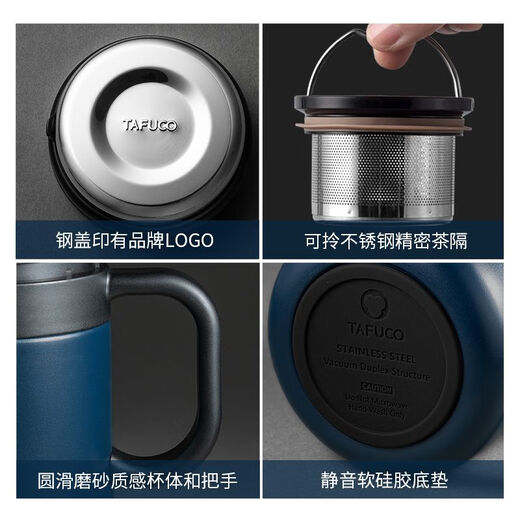 316 Edelstahl Thermos Cup Männer und Frauen Brauen Tee Tasse 304 Wasserbecher Büro Großkapazität mit Griff 500 ml Knight Black T6172