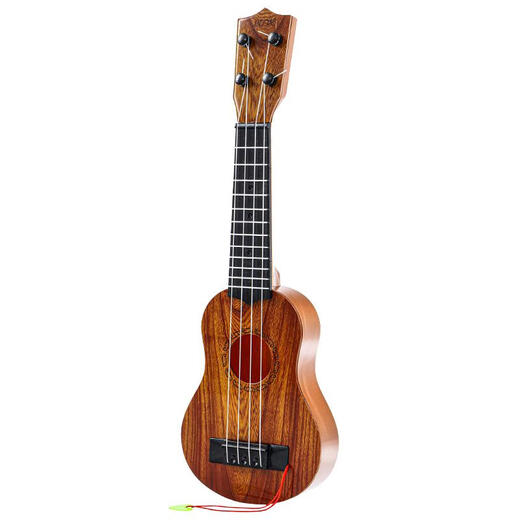 Three-April Tiger Ukulele Children's Guitar Toys Can Play Boys Baby Girls Beginners Mini Simulation Instrument 34cm Round Hole Peach Wood Color + Singing Score Playing Film