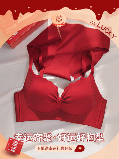 Adore Autumn and Summer 2026 New Year of the Horse Red Zodiac Year Underwear Set Female Wedding Bride Small Breast Push Up Bra Gift Box Red Underwear Set 001+ Gift Box 38/85AB Recommended 125-140 Jin Jin equals 0.5 kg