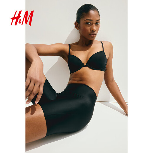 H&M女士塑身美体裤秋季无痕塑身骑行内裤高腰打底裤0278811 黑色 2XL 170/125